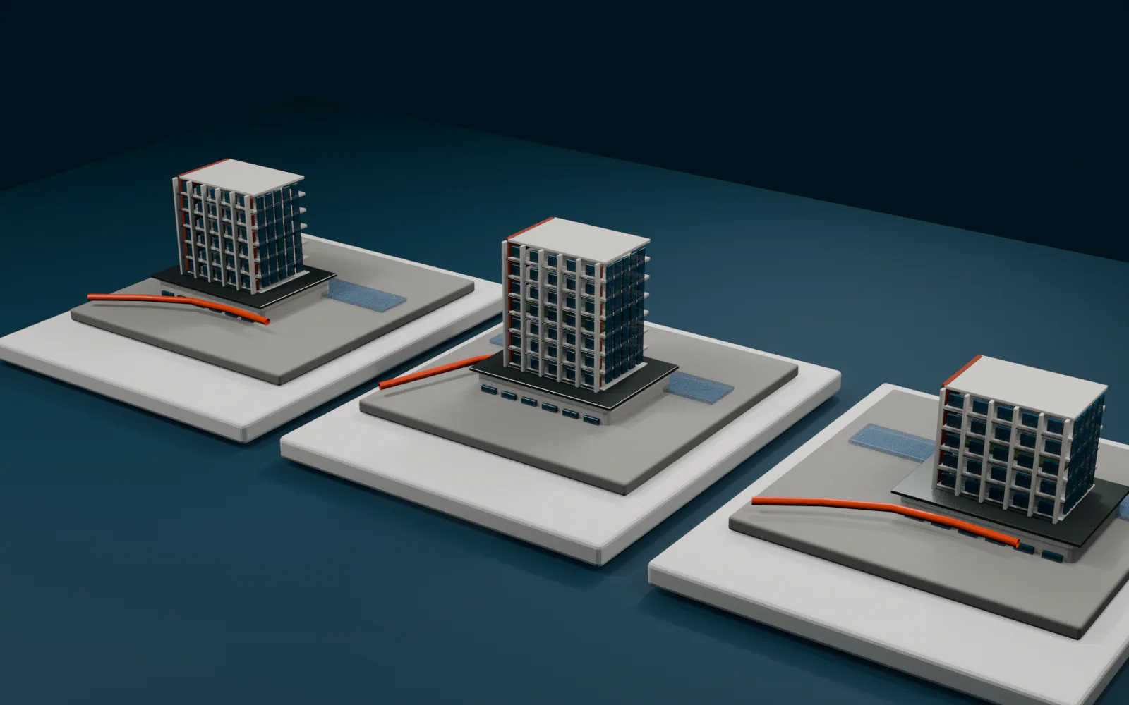 Three illustrative mixed-use development scenarios prepared for comparison